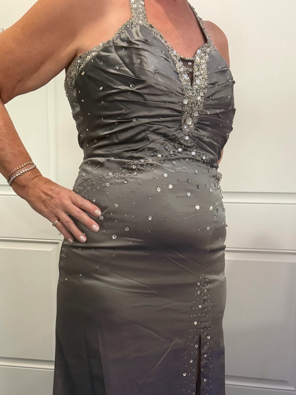 Gray Shimmer Full Length Special Event Dress size 12 & 14 NWT